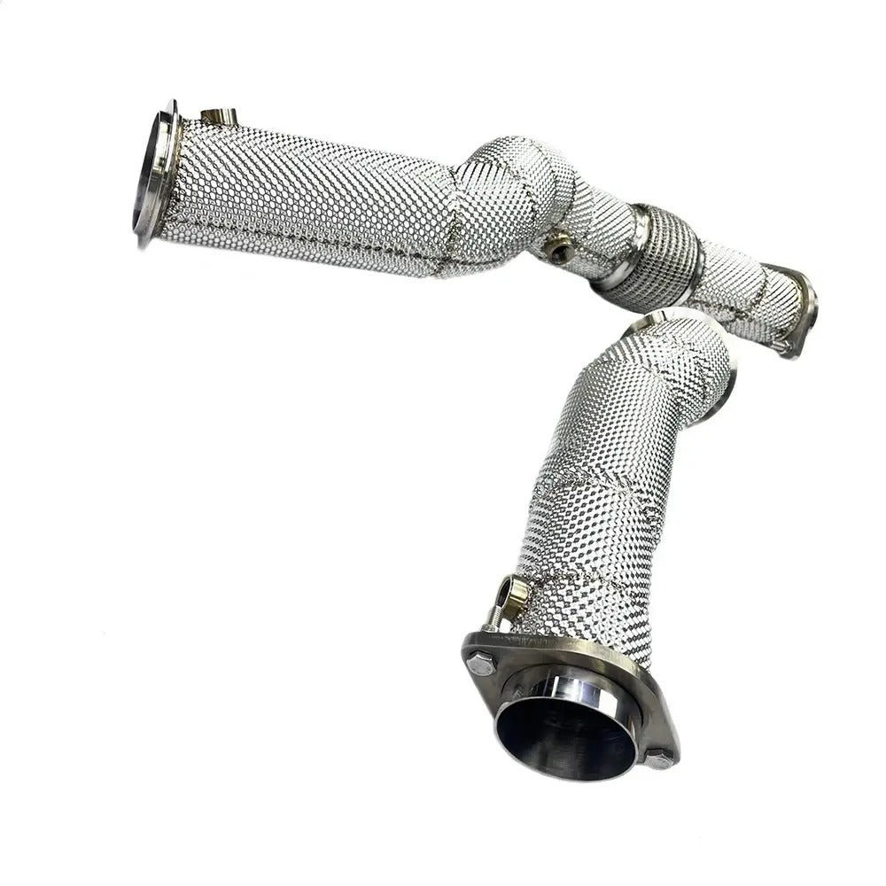 T304 Stainless Steel Free Flow Downpipes (Cat-less) with Heat Wrap for S58 G87 / G80 / G82 / M2 / M3 / M4