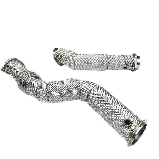 T304 Stainless Steel Free Flow Downpipes (Cat-less) with Heat Wrap for S58 G87 / G80 / G82 / M2 / M3 / M4