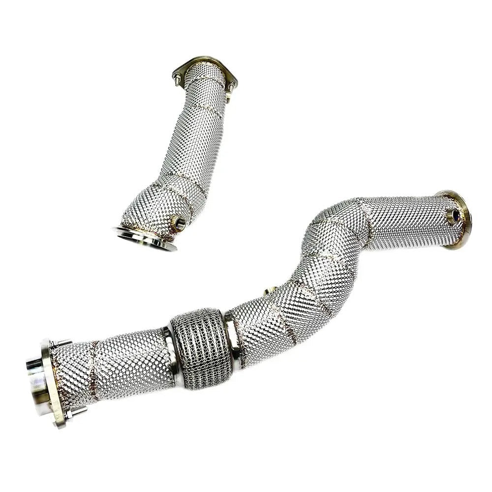 T304 Stainless Steel Free Flow Downpipes (Cat-less) with Heat Wrap for S58 G87 / G80 / G82 / M2 / M3 / M4