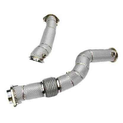 T304 Stainless Steel Free Flow Downpipes (Cat-less) with Heat Wrap for S58 G87 / G80 / G82 / M2 / M3 / M4