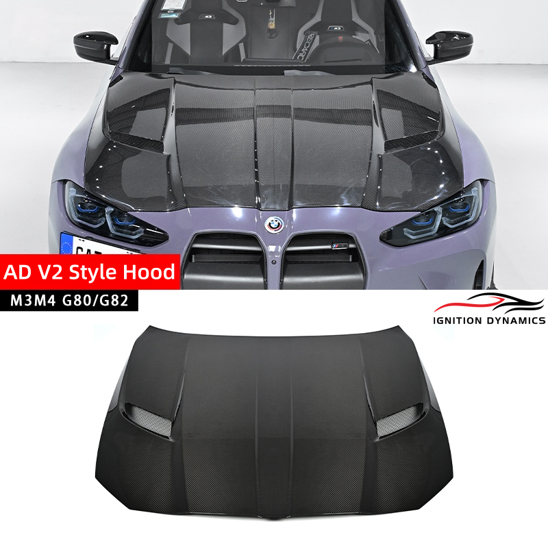 AD V2 Style Prepreg Carbon Fiber Hood - BMW G80 M3 / G82 G83 M4