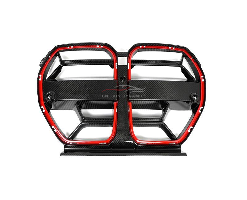 CSL Style Red Stripe Prepreg Carbon Fiber Grille for G80 / G82 / G83 BMW M3 M4