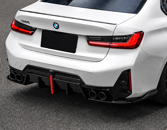 Gloss Black Rear Diffuser with Reflector for BMW G20 LCI M Sport