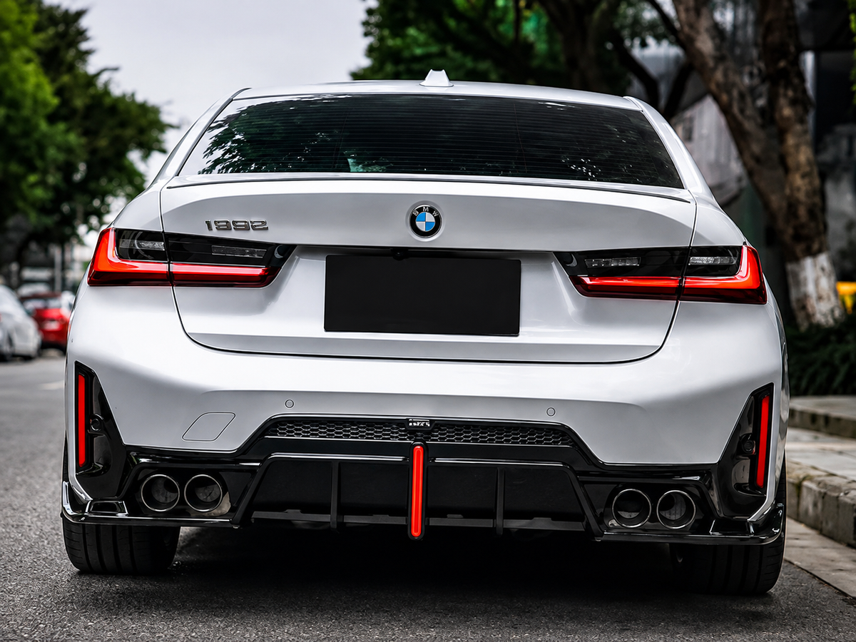 Gloss Black Rear Diffuser with Reflector for BMW G20 LCI M Sport