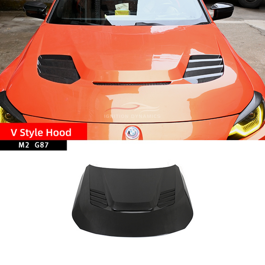 V Style Prepreg Carbon Fiber Vented Hood - BMW G87 M2 / G42 M240i