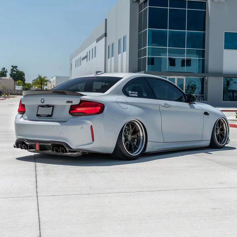 V Style Carbon Fiber Rear Diffuser for F87 BMW M2 with LED Brake Light