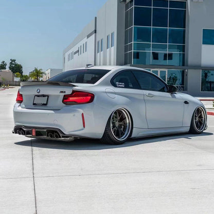 V Style Carbon Fiber Rear Diffuser for F87 BMW M2 with LED Brake Light