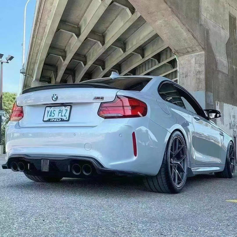 V Style Carbon Fiber Rear Diffuser for F87 BMW M2 with LED Brake Light
