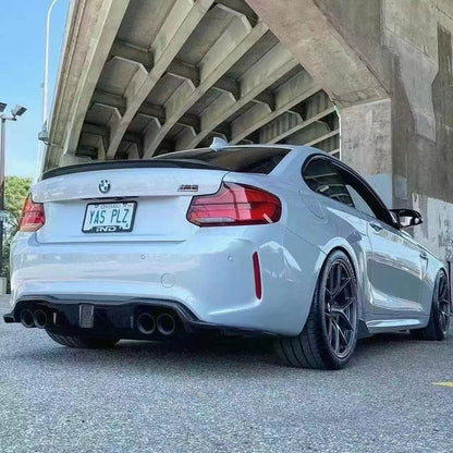 V Style Carbon Fiber Rear Diffuser for F87 BMW M2 with LED Brake Light