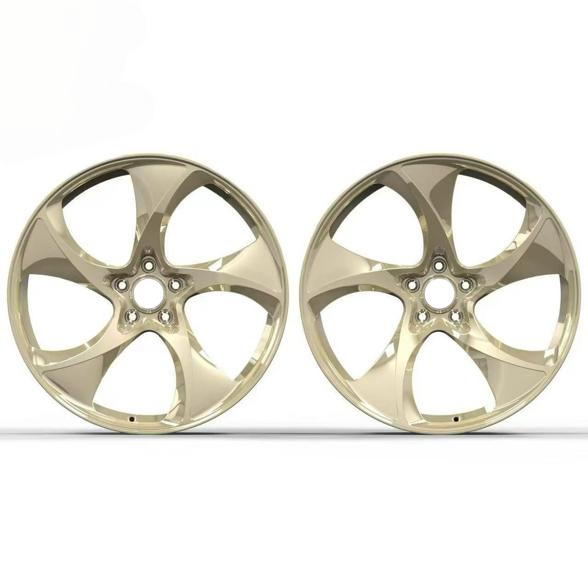 Polished Frozen Gold Custom Forged Wheels Available in Any Style Finishes & Specs A Set of 4