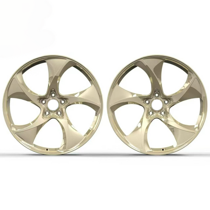 Polished Frozen Gold Custom Forged Wheels Available in Any Style Finishes & Specs A Set of 4
