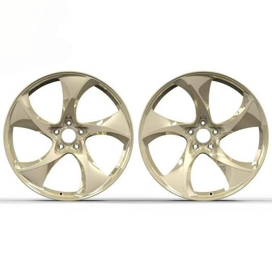 Polished Frozen Gold Custom Forged Wheels Available in Any Style Finishes & Specs A Set of 4