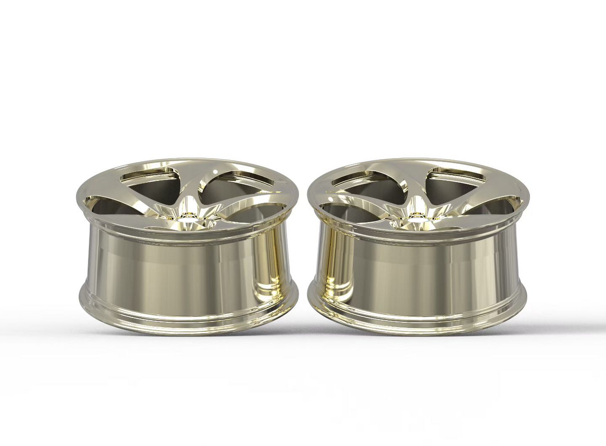 Polished Frozen Gold Custom Forged Wheels Available in Any Style Finishes & Specs A Set of 4
