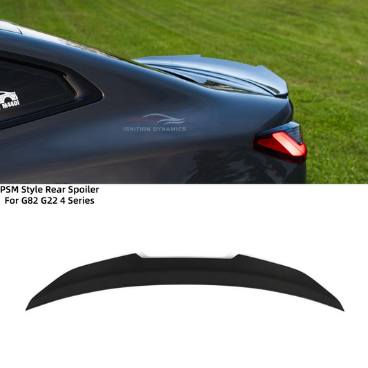 PSM Style Prepreg Dry Carbon Fiber Rear Spoiler for G82 M4 / G22 / G23 / 4 Series BMW