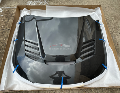 V Style Prepreg Carbon Fiber Vented Hood - BMW G87 M2 / G42 M240i