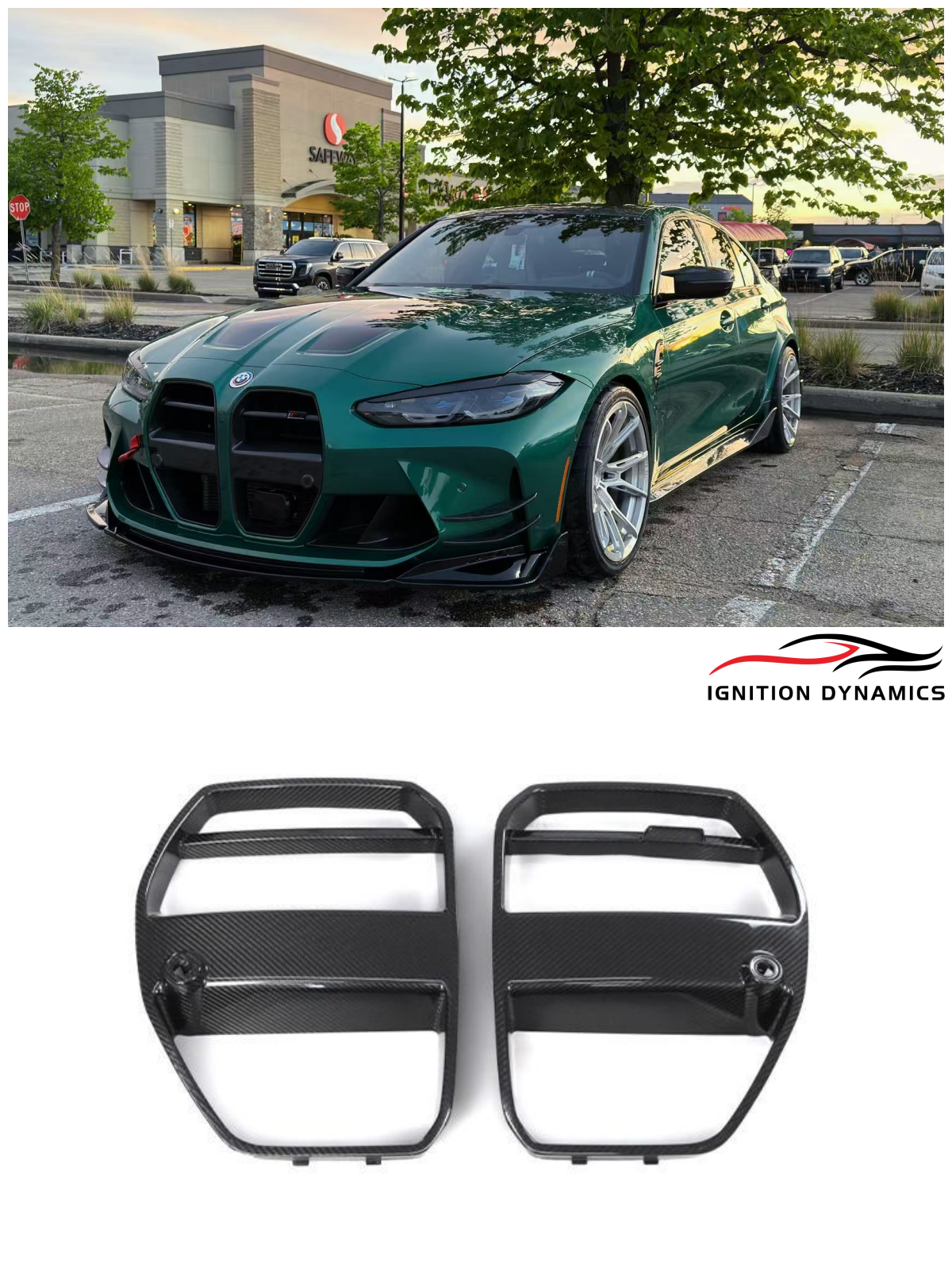 V Style Prepreg Carbon Fiber Front Grille for G80 / G82 / G83 BMW M3 & M4